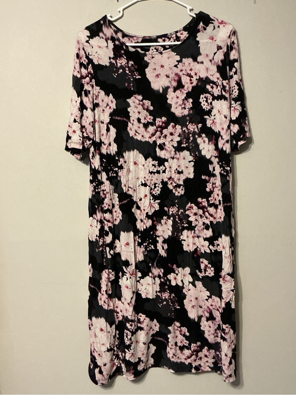 Ruff Hewn Black Dress with Pink Floral Print